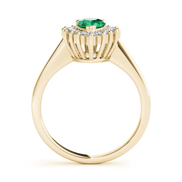 Floral Shape Halo Engagement Ring, style 80318, Side view in yellow gold