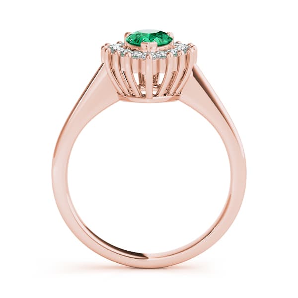 Floral Shape Halo Engagement Ring, style 80318, Side view in rose gold