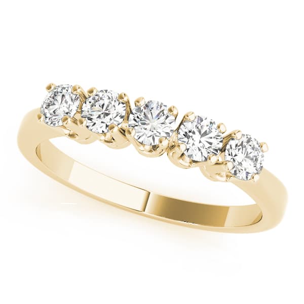 Prong Set Wedding Band (1/2 ct. tw.), Front view in yellow gold