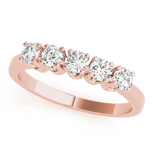 Prong Set Wedding Band (1/2 ct. tw.), Front view in rose gold