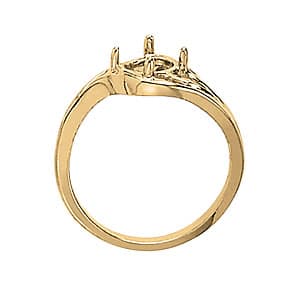Oval Gemstone Ring, Side view in white gold or platinum