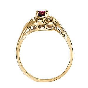 Oval Gemstone Ring (0.02 ct. tw.), Side view in white gold or platinum