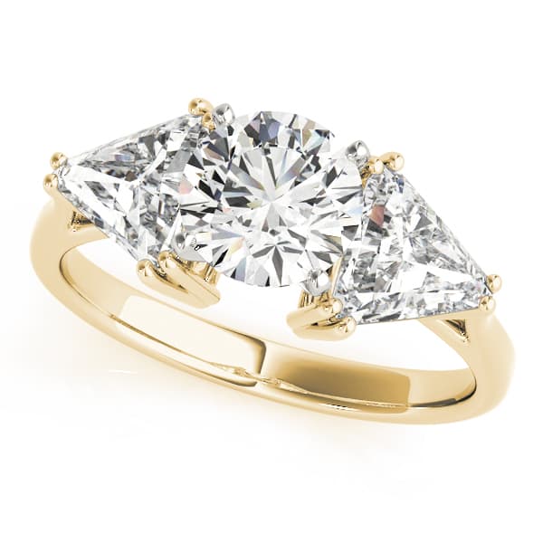 3-Stone Trillion Engagement Ring, style 80360, Front view in yellow gold