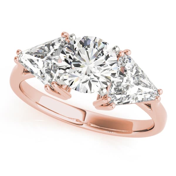 3-Stone Trillion Engagement Ring, style 80360, Front view in rose gold