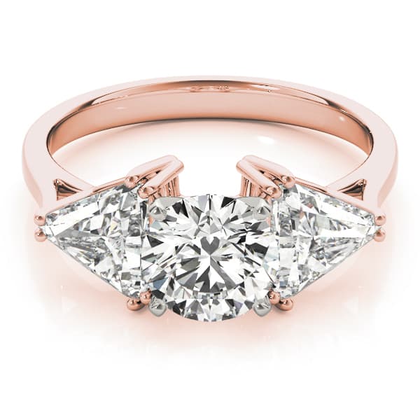3-Stone Trillion Engagement Ring, style 80360, On hand view in rose gold