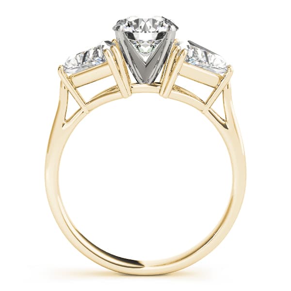 3-Stone Trillion Engagement Ring, style 80360, Side view in yellow gold