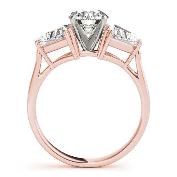 3-Stone Trillion Engagement Ring, style 80360, Side view in rose gold