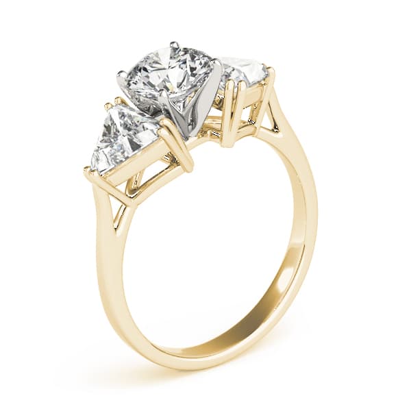 3-Stone Trillion Engagement Ring, style 80360, Top view in yellow gold