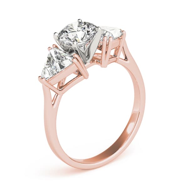 3-Stone Trillion Engagement Ring, style 80360, Top view in rose gold
