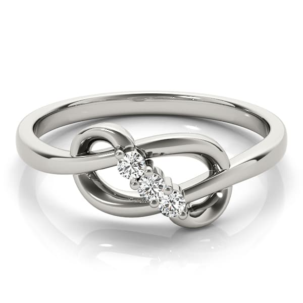 Infinity 3-Stone Fashion Bands (0.06 ct. tw.), On hand view in white gold or platinum