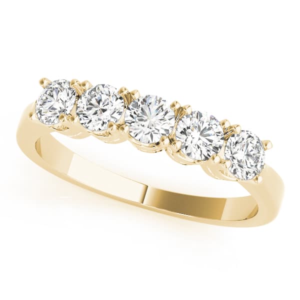 5-Stone Wedding Band (1/3 ct. tw.), Front view in yellow gold