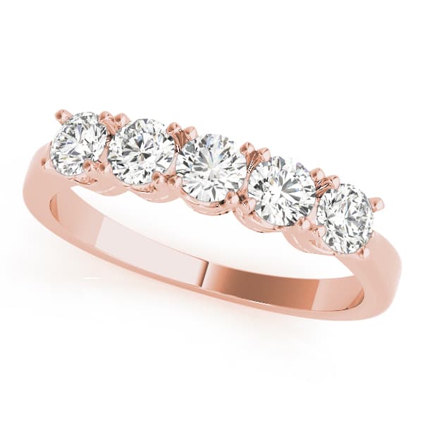 5-Stone Wedding Band (3/4 ct. tw.), Front view in rose gold