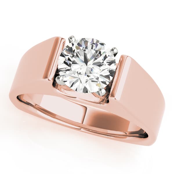 Solitaire Engagement Ring, style 80400, Front view in rose gold