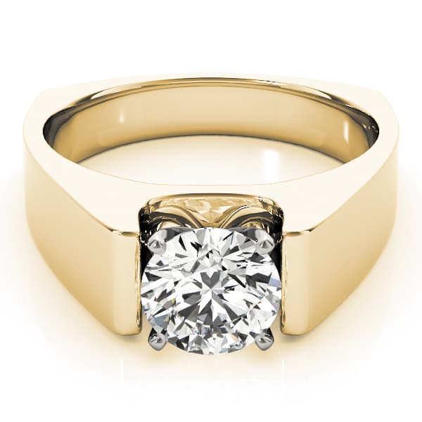 Solitaire Engagement Ring, style 80400, On hand view in yellow gold