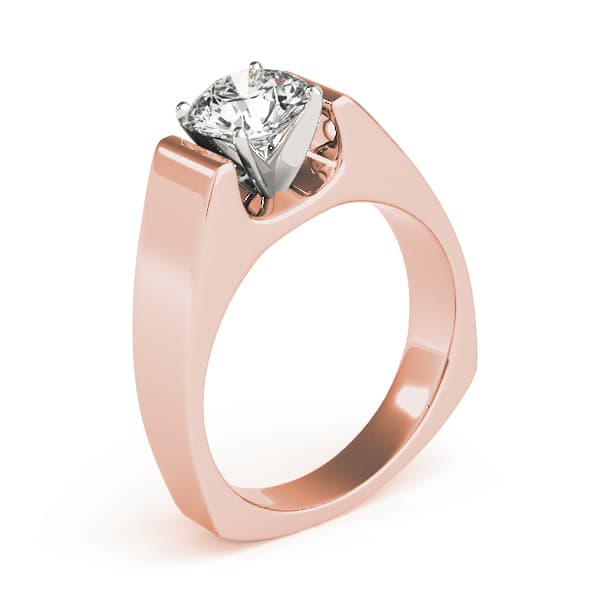 Solitaire Engagement Ring, style 80400, Top view in rose gold