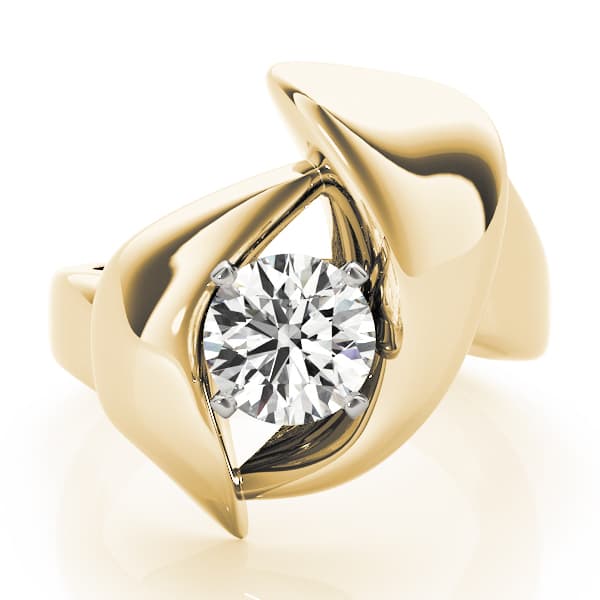 Solitaire Engagement Ring, style 80417, On hand view in yellow gold