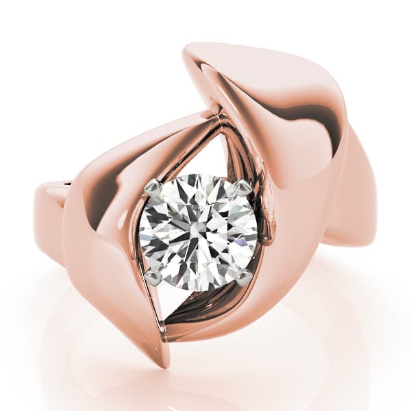 Solitaire Engagement Ring, style 80417, On hand view in rose gold