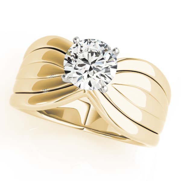 Contemporary Solitaire Engagement Ring, style 80418, Front view in yellow gold