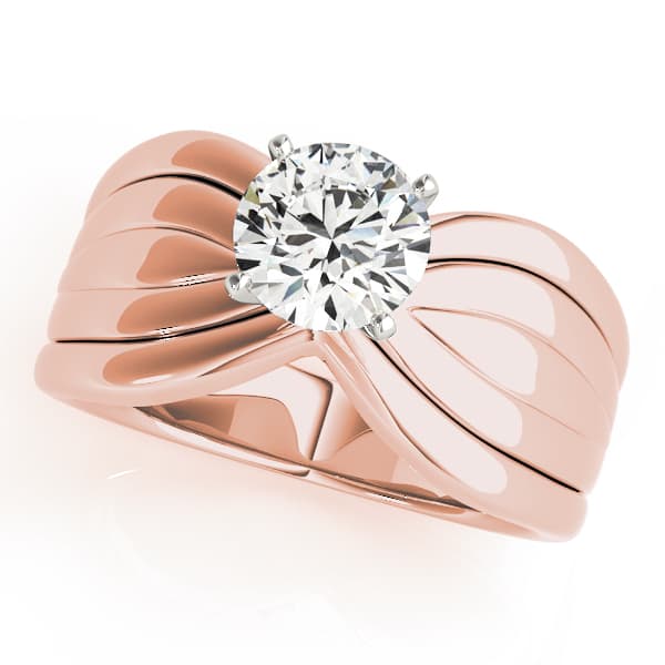 Contemporary Solitaire Engagement Ring, style 80418, Front view in rose gold