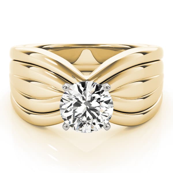 Contemporary Solitaire Engagement Ring, style 80418, On hand view in yellow gold
