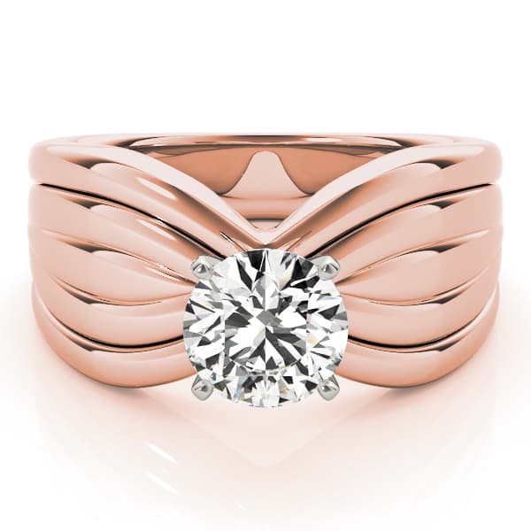 Contemporary Solitaire Engagement Ring, style 80418, On hand view in rose gold