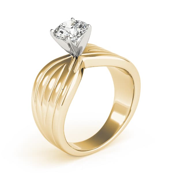 Contemporary Solitaire Engagement Ring, style 80418, Top view in yellow gold