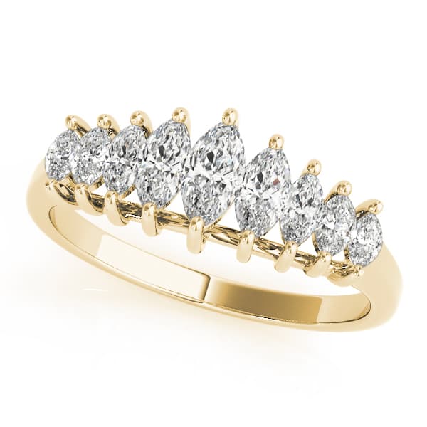 Fancy Shape Marquise Wedding Bands (0.6 ct. tw.), Front view in yellow gold