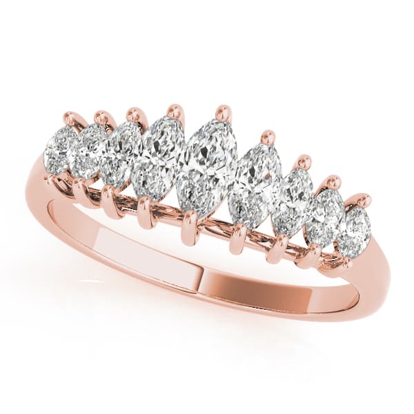 Fancy Shape Marquise Wedding Bands (0.6 ct. tw.), Front view in rose gold