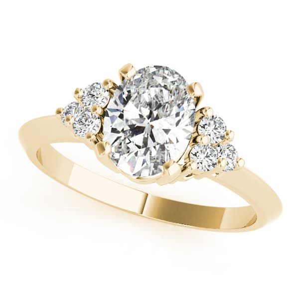 Solitaire Plus Cluster Engagement Ring, style 80450, Front view in yellow gold