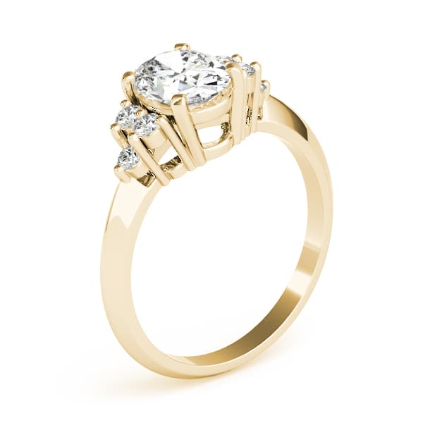Solitaire Plus Cluster Engagement Ring, style 80450, Angle view in yellow gold