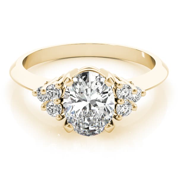 Solitaire Plus Cluster Engagement Ring, style 80450, On hand view in yellow gold