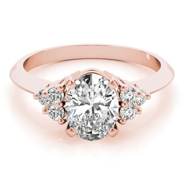 Solitaire Plus Cluster Engagement Ring, style 80450, On hand view in rose gold