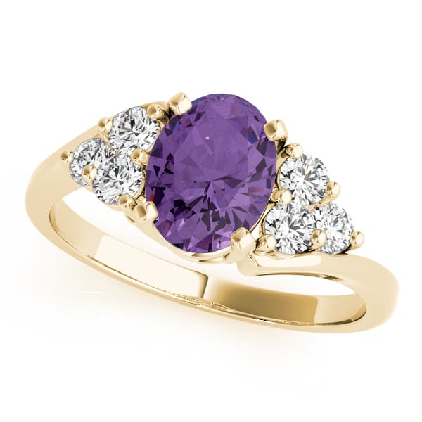 Oval Gemstone Ring (3/8 ct. tw.), Front view in yellow gold