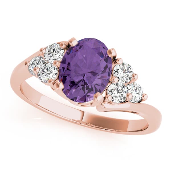 Oval Gemstone Ring (3/8 ct. tw.), Front view in rose gold