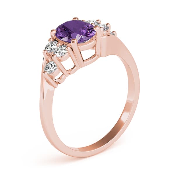 Oval Gemstone Ring (3/8 ct. tw.), Angle view in rose gold