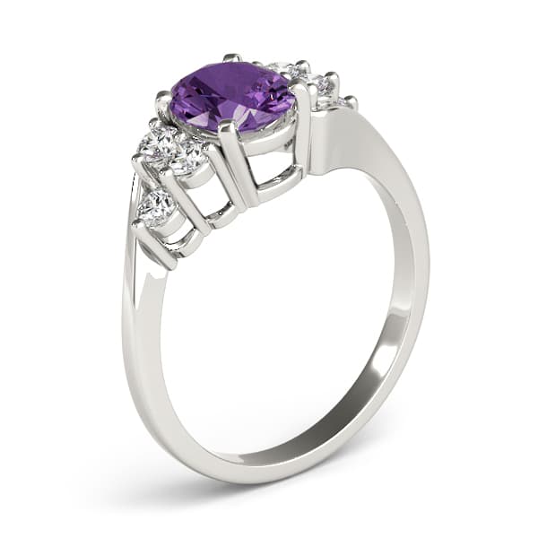 Oval Gemstone Ring (3/8 ct. tw.), Angle view in white gold or platinum