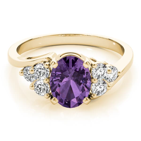 Oval Gemstone Ring (3/8 ct. tw.), On hand view in yellow gold