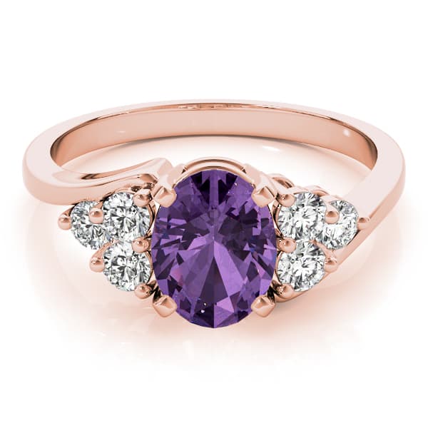 Oval Gemstone Ring (3/8 ct. tw.), On hand view in rose gold