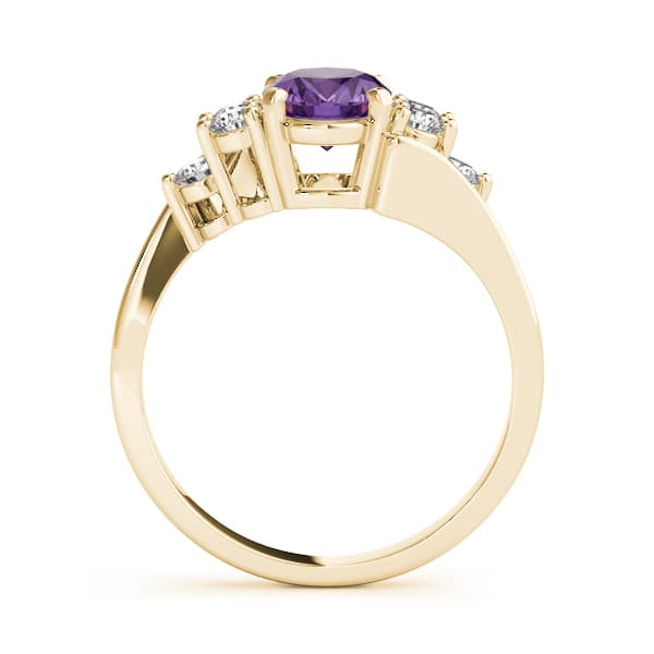 Oval Gemstone Ring (3/8 ct. tw.), Side view in yellow gold