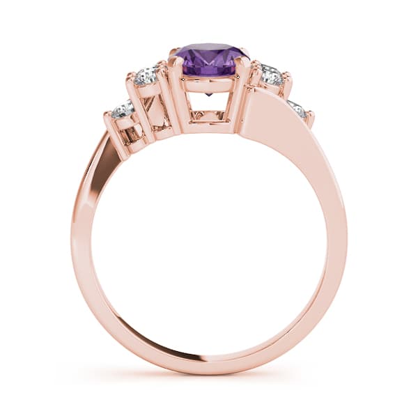 Oval Gemstone Ring (3/8 ct. tw.), Side view in rose gold