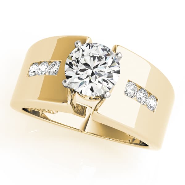 Classic Style Solitaire Engagement Ring, style 80489, Front view in yellow gold