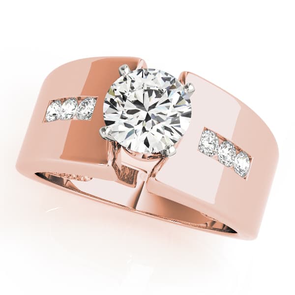 Classic Style Solitaire Engagement Ring, style 80489, Front view in rose gold