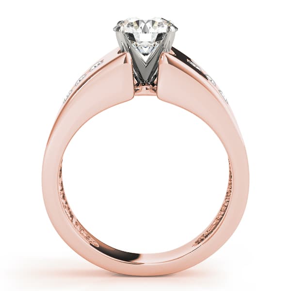 Classic Style Solitaire Engagement Ring, style 80489, Side view in rose gold