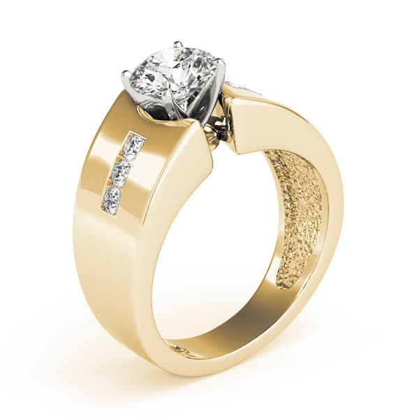 Classic Style Solitaire Engagement Ring, style 80489, Top view in yellow gold