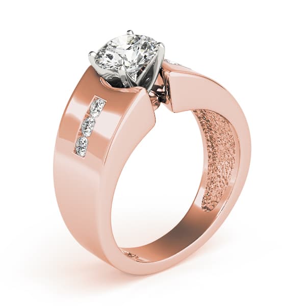 Classic Style Solitaire Engagement Ring, style 80489, Top view in rose gold