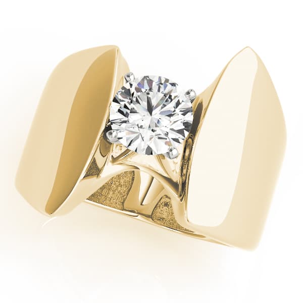 Solitaire Engagement Ring, style 80502, Front view in yellow gold