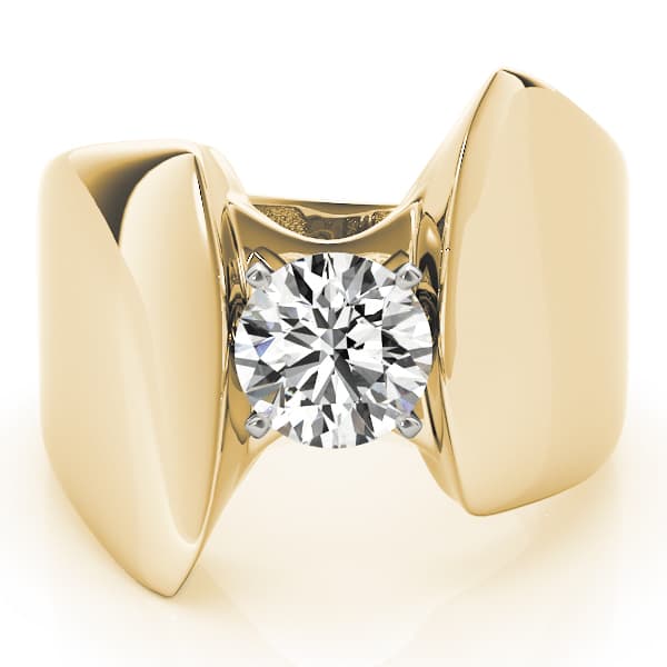 Solitaire Engagement Ring, style 80502, On hand view in yellow gold