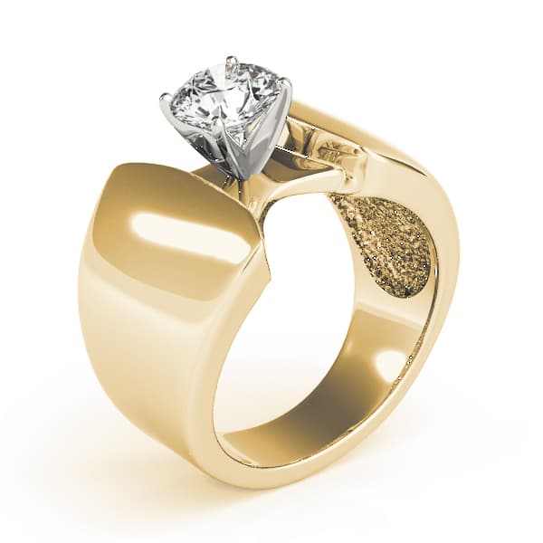Solitaire Engagement Ring, style 80502, Top view in yellow gold