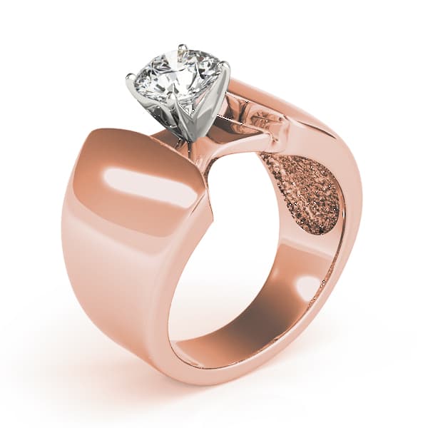 Solitaire Engagement Ring, style 80502, Top view in rose gold
