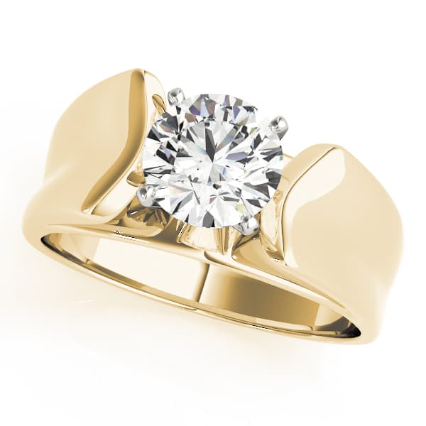 Solitaire Engagement Ring, style 80507, Front view in yellow gold